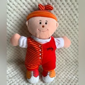 Unbranded Plush Baby Orange Hat and Outfit Stuffed Doll Embroidered Face Toy